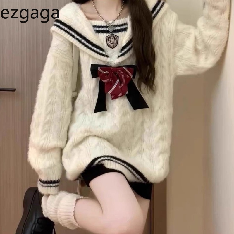 Vintage Fashion Style Female - Ezgaga-suéter de punto para mujer, estilo