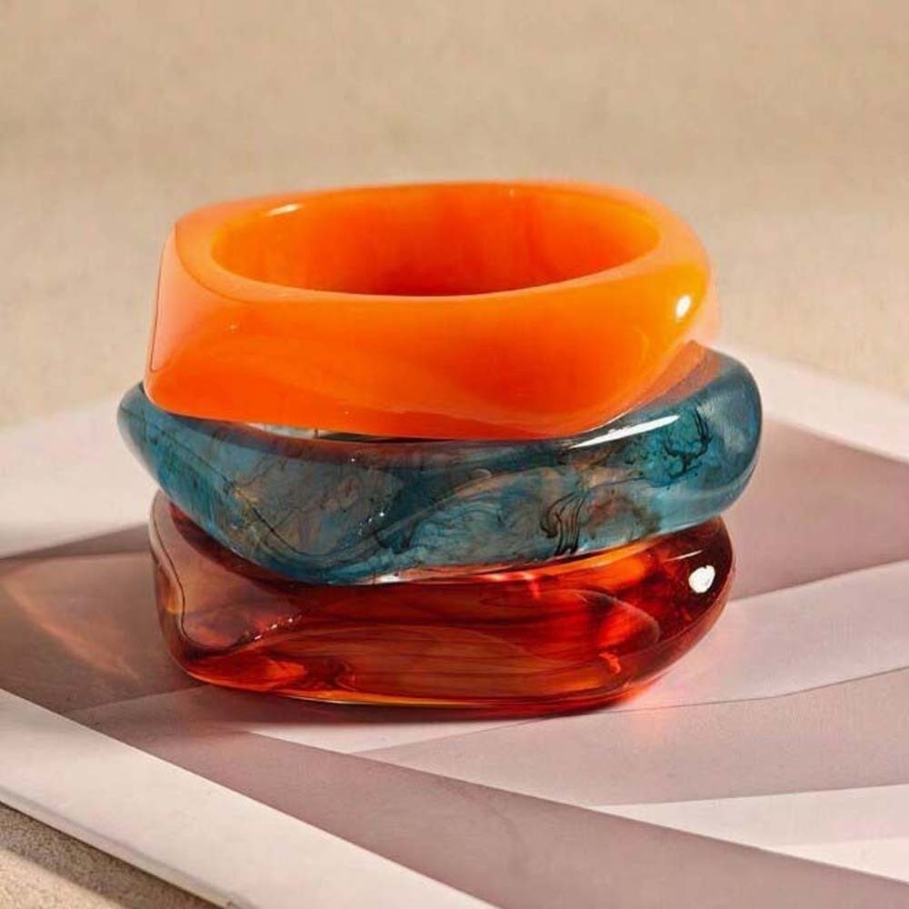 Vintage Fashion Gen Z - Pulseras de Resina Translúcida con Diseño