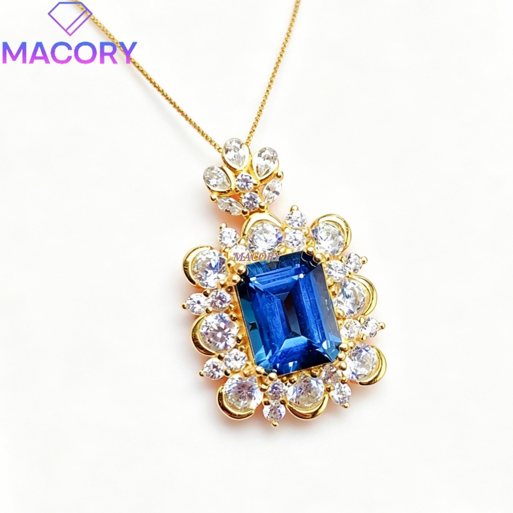 Vintage Fashion London - Collar con Colgante de Topacio Azul
