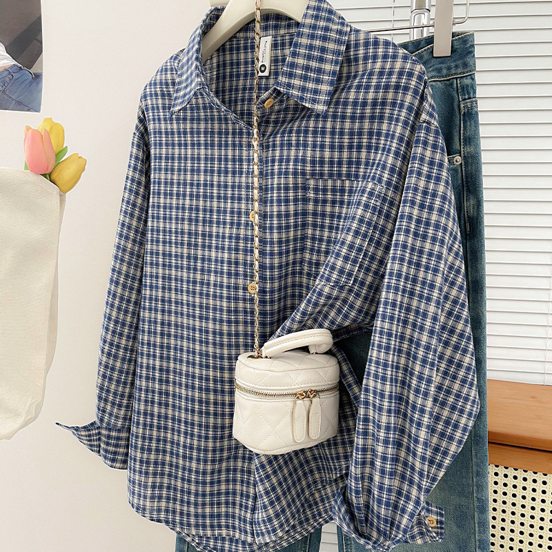 Vintage Old Fashion - Camisa a cuadros vintage de estilo