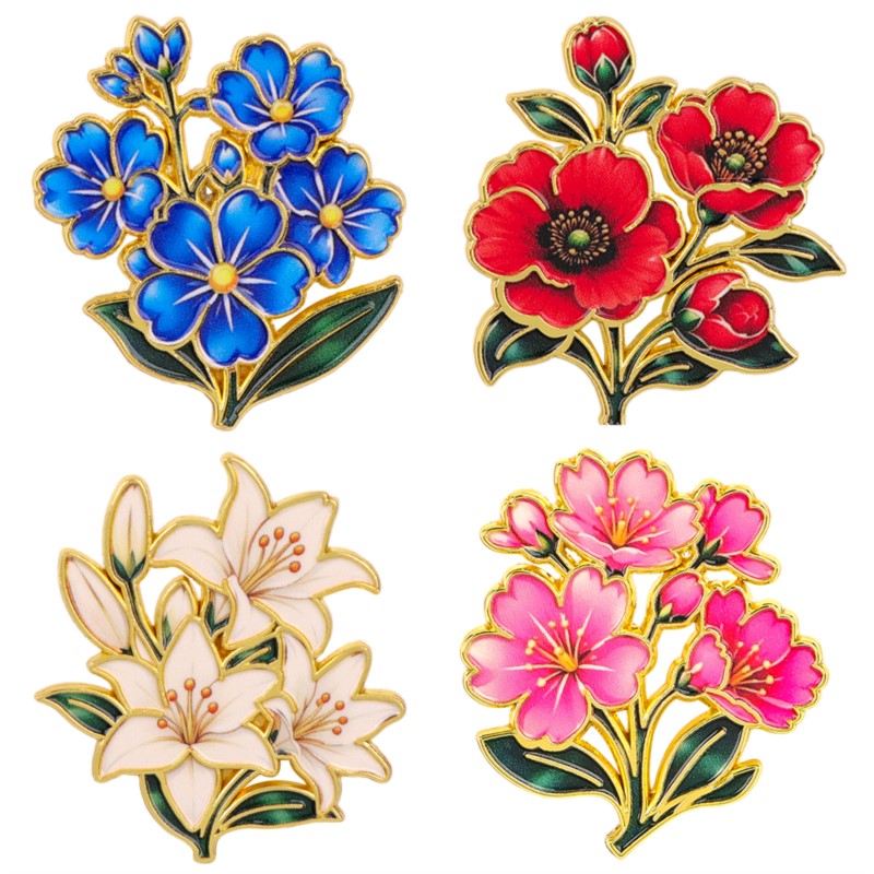 Vintage Fashion Stores - Bonito Broche de Esmalte Floral Vintage