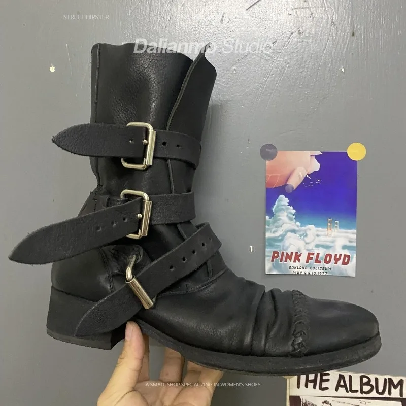 Botas de moto de cuero genuino - Vintage Fashion Boots reseña y precio