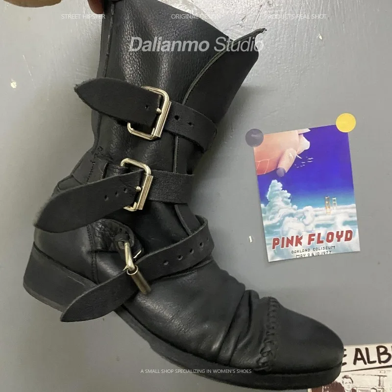 Botas de moto de cuero genuino - Vintage Fashion Boots reseña y precio