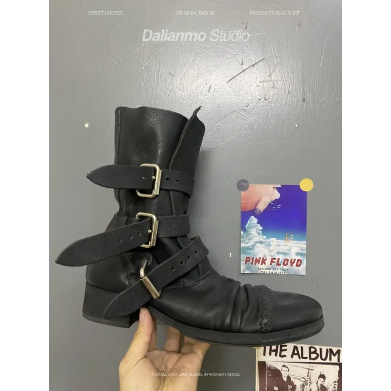 Botas de moto de cuero genuino - Vintage Fashion Boots reseña y precio
