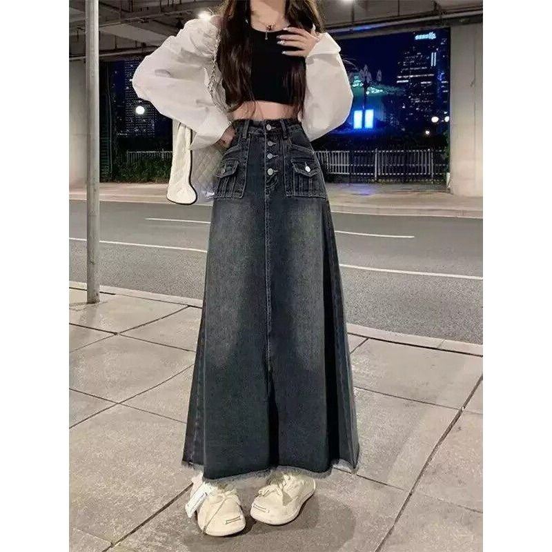 Falda vaquera midi de cintura  - Denim Skirt Midi Vintage reseña y precio