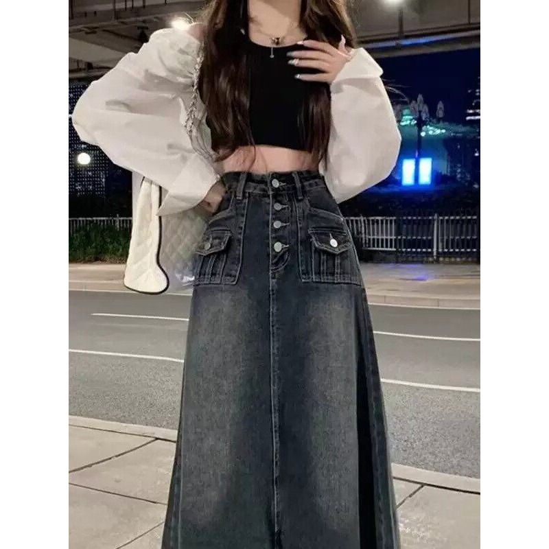 Falda vaquera midi de cintura  - Denim Skirt Midi Vintage reseña y precio