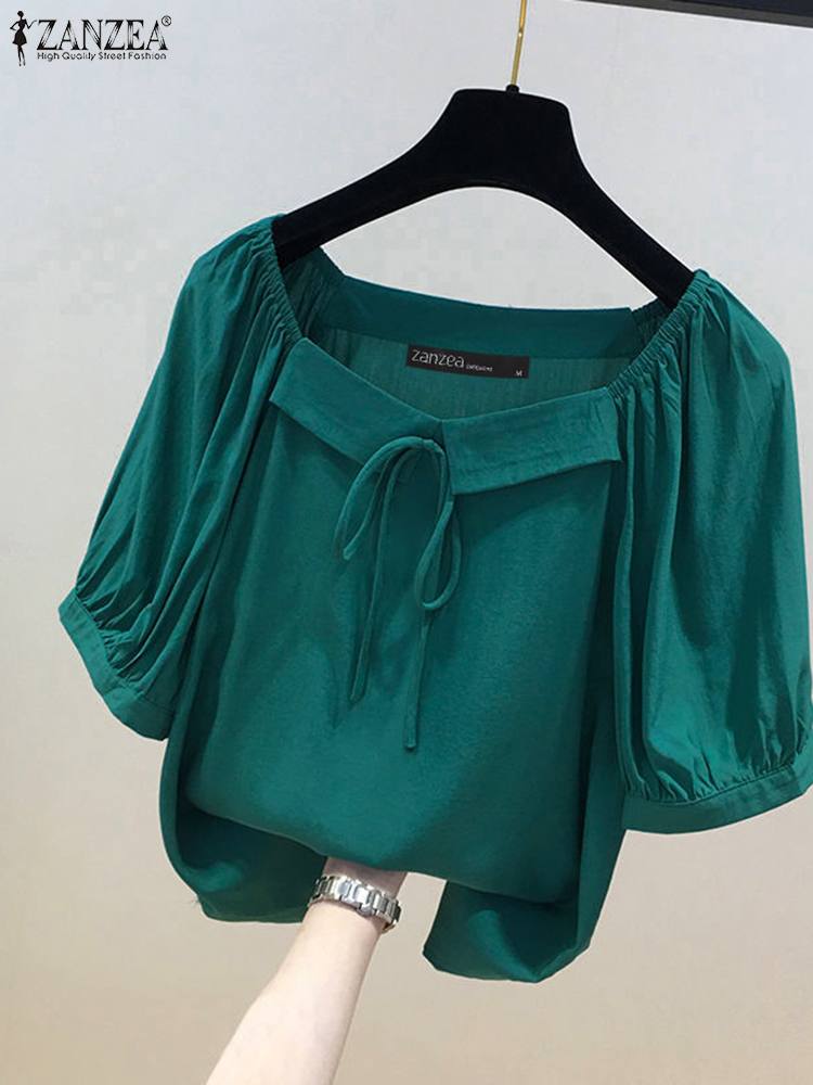 ZANZEA-Blusa lisa de estilo co - Vintage Fashion Style Female reseña y precio