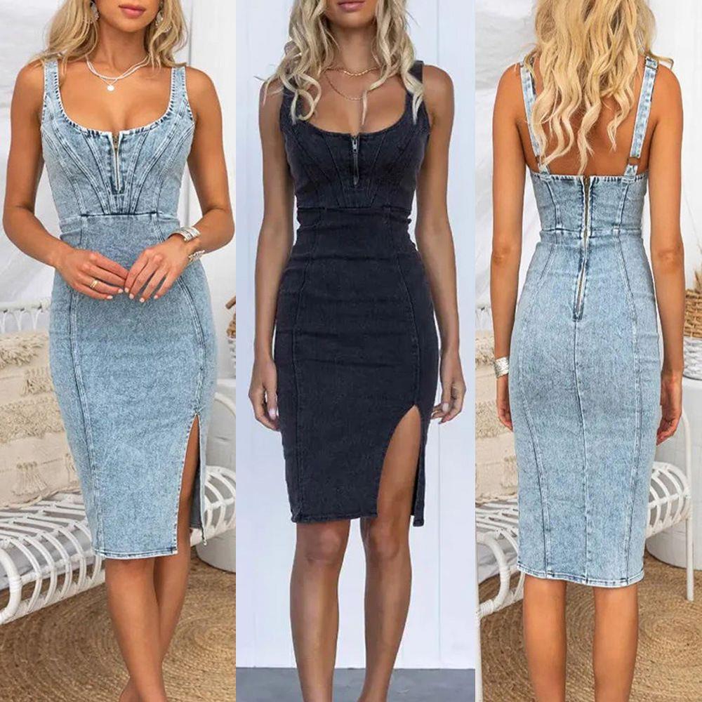 Vestido vaquero vintage 2023 c - Denim Skirt Midi Vintage reseña y precio