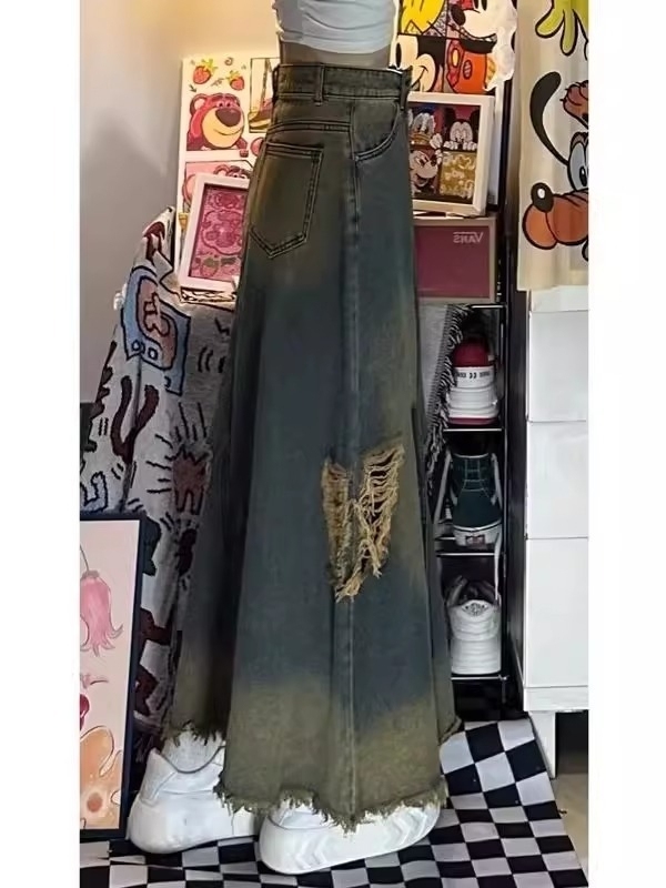 Falda vaquera midi de cintura  - Denim Skirt Midi Vintage reseña y precio