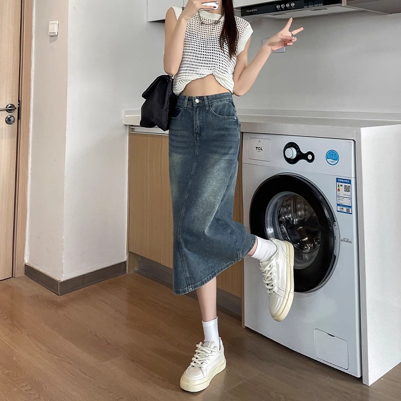 Falda vaquera /midi de cintura - Denim Skirt Midi Vintage reseña y precio