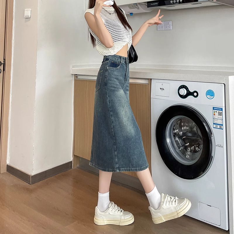Falda vaquera /midi de cintura - Denim Skirt Midi Vintage reseña y precio